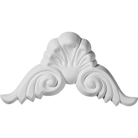 Ekena Millwork 9"W x 4 3/4"H x 1 1/8"P Bordeaux Shell Center with Scrolls Onlay ONL09X04X01BO